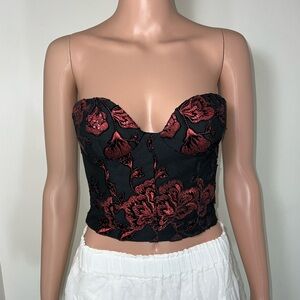 ❤️ Costarellos floral rose sleeveless corset crop top
